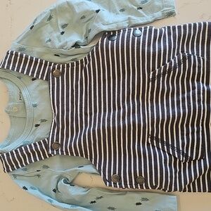 Petit Lem Striped Overall Outfit